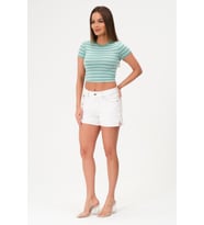 Kadın Crop Bluz Bisiklet Yaka Krop