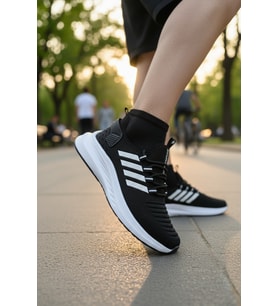 Enoch Ortopedik Ultra Hafif Şeritli Fileli Çoraplı Sneaker Spor Ayakkabı