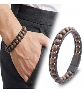Moncuk Design Ceviz Ağacı Deri Bileklik 33512B2D8M29