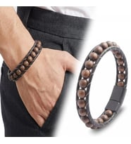 Moncuk Design Ceviz Ağacı Deri Bileklik 33512B2D8M29