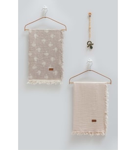 BASIC KUTULU İKİLİ MÜSLİN BATTANİYE EMZİK ASKISI ÜÇLÜ SET-100X120 CM Bej