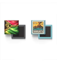 Buzdolap Magnetleri - Vanuatu Bayrağı ve Port Vila Posta Pulu Tema - 2'li Set Magneti