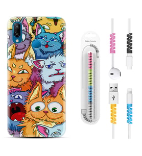 Huawei P20 Lite Mate 10 20 Lite Pro P40 Lite KılıfKablo Koruma Spiral Silikon Kediler 1723