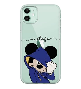 Apple Sweatli Mickey Tasarımlı Şeffaf Telefon Kılıfı