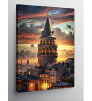 Kanvas Tablo Gün Batımı Galata Kulesi