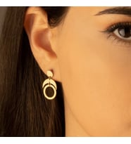 DKMN Gümüş Daire Biçimli Sallantı Küpe Kadın Gümüş Küpe (Gold)