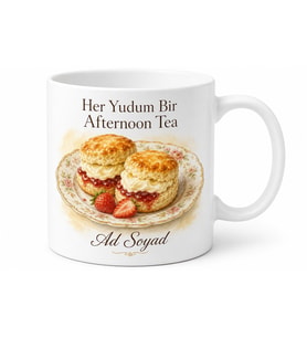 Scone ve Clotted Cream Temalı Kupa Bardak Çay Severlere Özel Hediye