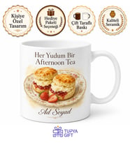 Scone ve Clotted Cream Temalı Kupa Bardak Çay Severlere Özel Hediye