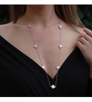 İkonik Alhambra Sedef Taşlı Rose Gold Kaplama Gümüş Kolye
