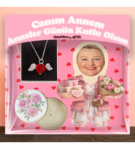 eJOYA Annelere Günü Özel MiniBiz Yastık & Mum & Kanatlı Kalp Kolye Hediye Kutusu 116353 (Pudra Pembe)