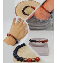 Kırmızı Alacalı Jasper & Oniks Taşı 8mm Unisex Tasarım Bileklik Hawaii Model