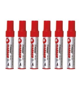Kırmızı Permanent Markör Marker Kesik Uçlu Koli Kalemi Kırmızı 10 mm Mr-6010 6 Adet