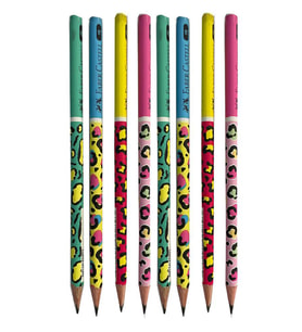 Safari Yuvarlak Kurşun Kalem 8 Adet 1 Paket Faber Kurşun Kalem 2B Siyah Kurşun Kalem Safari Desenli 2B Kalem (Çok Renkli)