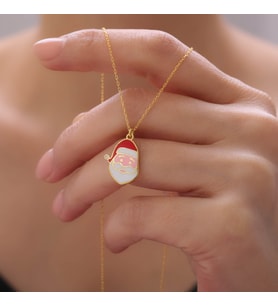 925 Ayar Gümüş Yılbaşı Hediyesi Noel Baba Kolye (Gold)