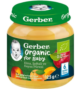 Organik Elma, Şeftali ve Kayısı Püresi 125 gram