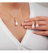 Gümüş Gold Damla İnci Kadın Set