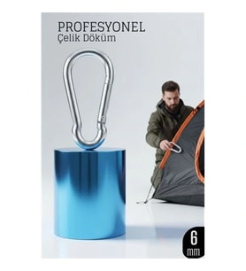 Mey İthalat® Çelik Yan Açılır Karabina - 6 mm Kamp, Tırmanış ve Günlük Kullanım İçin Güvenli Kilit