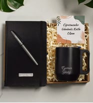 Kişiye Özel Çelik Siyah Kupa Termos& Termo Defter& Roller Kalem Hediye Seti