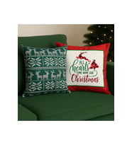 Çift Tarafı Baskılı Candy Christmas Desenli 2'li Set Kadife Kırlent Kılıfı Yılbaşı - Noel (Yılbaşı Kırmızısı)