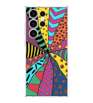 PrintiFy Samsung Galaxy S23 Ultra ile Uyumlu 1mm Slim Fit Retro Colors 4 Baskılı Şeffaf  Kılıf