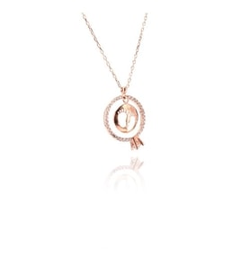Tektaş Yüzüklü Ayak İzi Kolye (Rose - Gold)
