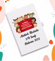 23 NİSAN TEMALI DERİ AJANDA DEFTER (Beyaz)