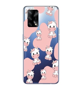 Oppo A74 Uyumlu İnek Desenli Şeffaf Telefon Kılıfı