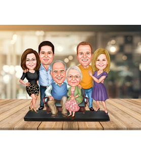 Kişiye Özel Karikatür Biblo AİLE 6 KİŞİLİK