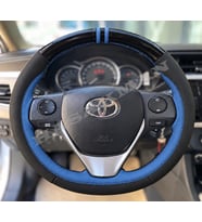 Toyota Verso AR20 Dikme Direksiyon Kılıfı Parlak Siyah Mavi Detaylı Mavi Çift Yüzük ve Dikiş 2013-2018