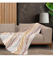 SoftMicro Missoni Zikzak Desenli 130x180 cm Koltuk Örtüsü Şal, Kanepe Örtüsü, Tv Battaniyesi Çok Renkli