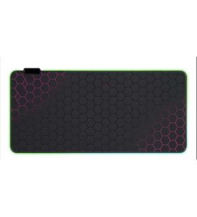 STORE Büyük Oyuncu RGB Mousepad ve Klavye Pad Mavi Altıgen Desenli Tasarım Işıklı 80x30cm RGB Kırmızı Petek Desenli Mouse Pad