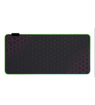 STORE Büyük Oyuncu RGB Mousepad ve Klavye Pad Mavi Altıgen Desenli Tasarım Işıklı 80x30cm RGB Kırmızı Petek Desenli Mouse Pad