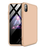 Apple iPhone X Max / XS Max GKK Kılıf 360 Derece Tam Koruma (Gold)