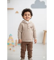 Erkek Çocuk Sweatshirtlü Gömlekli Pantolonlu 3'lü Takım