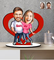 Sevgililer Günü Hediyesi -Yılbaşı Hediyesi  Kalpli Karikatür   Mdf  Biblo (Çok Renkli)