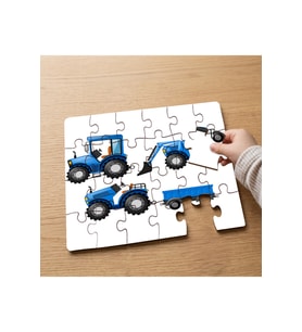 Mavi Traktör Tasarımlı 24 Parça Ahşap Çocuk Puzzle MPK0120