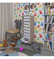 Kenzlife sepetli mutfak dolabı ruberu crd 122x45x30 banyo oyuncak çamaşır beyaz 9 lu sepet (Karışık)