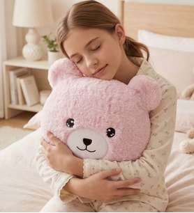 Pembe Ayıcıklı Yumuşak Peluş Yastık  Uyku Arkadaşı Dekoratif Sarılmalık Ayı