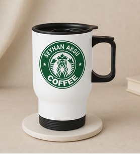 BK Gift Kişiye Özel İsimli Coffee Tasarımlı Kulplu Beyaz Çelik Bardak Termos Mug 450ml-1, Sevgiliye Hediye, Arkadaşa Hediye, Eşe Hediye (Metal)