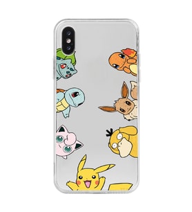 Iphone XS MAX Uyumlu Pokemon Tüm Karakterler Tasarımlı Şeffaf Telefon Kılıfı
