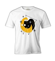 Abstract Design of Moon and Stars Beyaz Erkek Tshirt