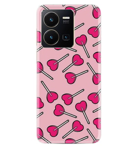 Vivo Y35 Kılıf Resimli Desenli Baskılı Silikon Heart Lollipop 1414