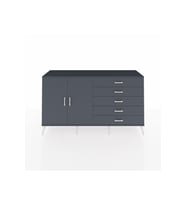 Kronos Konsol 4 Raflı 5 Çekmeceli 2 Kapaklı 176x59x99 Antrasit-Antrasit