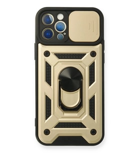 Durukar® iPhone 12 Pro Kılıf Pars Lens Yüzüklü Silikon - Gold