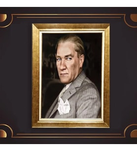 Özel Seri Paspartulu Çerçeveli Atatürk Tablo l782 (Gold)