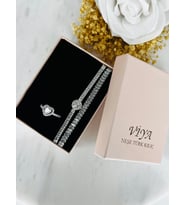 Love 3'lü Set Bileklik Yüzük Set Sevgiliye Kız Arkadaşa Hediye (Silver)
