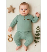 Çizgili Kumaş % 100 Pamuk 2'li Unisex Takım