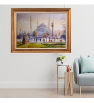 Çerçeveli Paspartulu Manzara Tablo cft0062 (Gold)