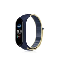 Uray store Xiaomi Mi Band 4 Hasırlı Cırtcırtlı Kordon - Sarı-Lacivert