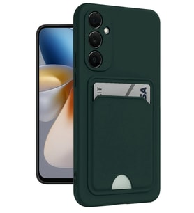 Newface Samsung Galaxy A55 5G Kılıf Kelvin Kartvizitli Silikon - Koyu Yeşil
